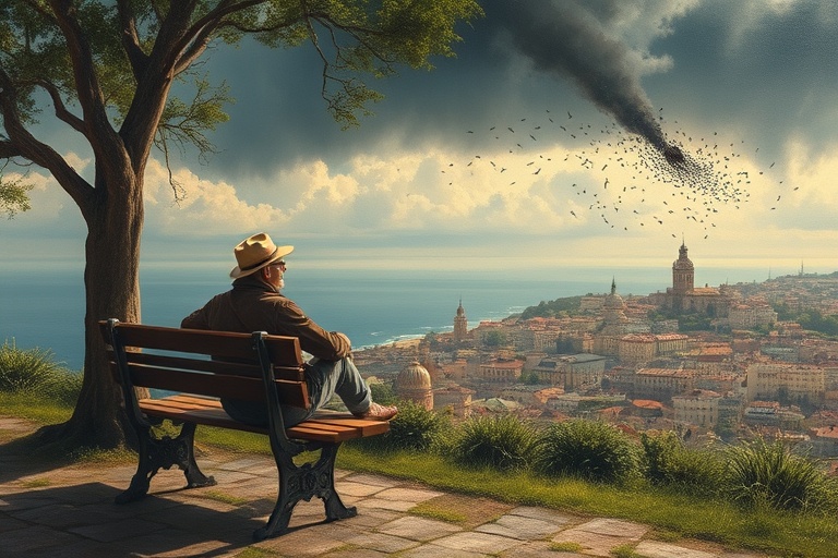SITTING ON A BENCH